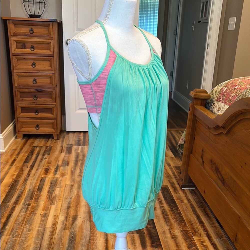 Lululemon Mint Green and Pink No Limits Tank Size 10